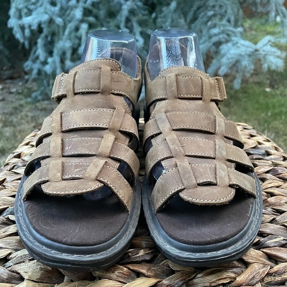 Skechers Shape-Ups 12295 Fisherman Brown Leather Rocker Toning Sandals US size 9 - Picture 2 of 9